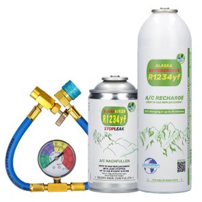 Agent frigorific de înlocuire Alaska Refrigerants R1234yf pentru vehicule + etanșant + furtun și manometru